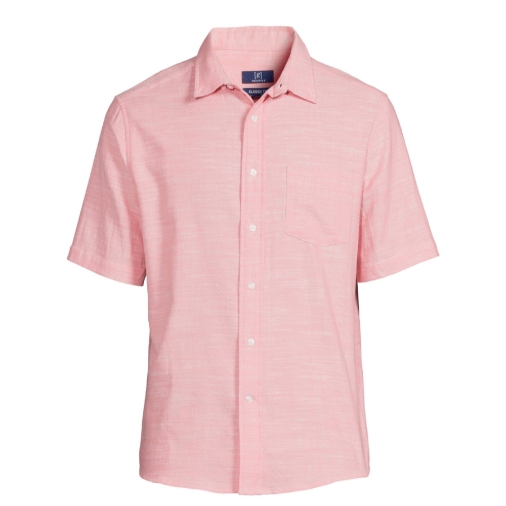 New George Men's 3XL (56-58) short sleeved collared button down shirt poplin.